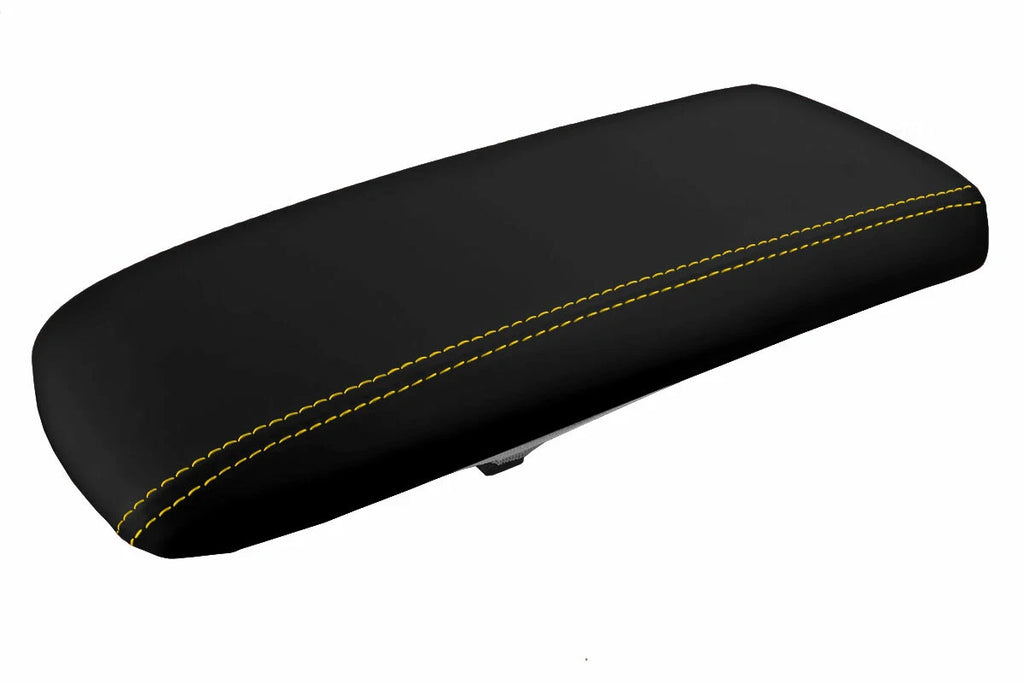 Leather Console Lid Armrest Cover for Ford Explorer (1995–2001) Yellow Stitch