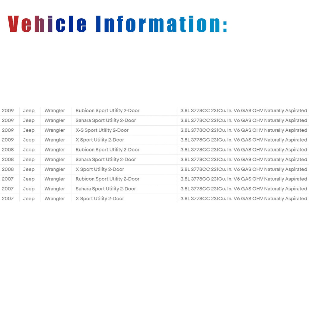 Drive Shaft Assembly for Jeep Wrangler 2007–2011 4WD 2 Door 3.8L