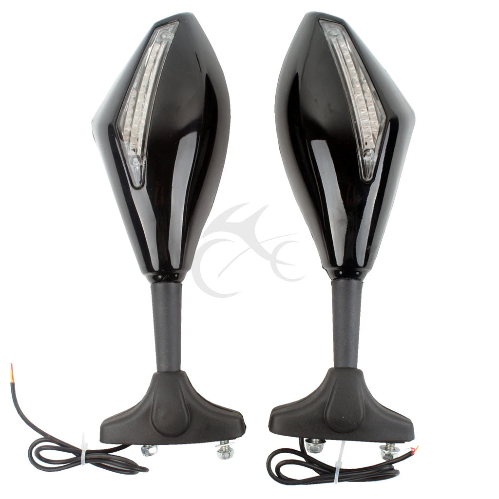 Rear-View Mirrors w/ LED Turn Signals for Honda CBR1000RR CBR600RR (2004–2011)