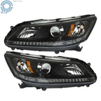 Set of 2 Halogen Headlights for Honda Accord (2013-2015) Black