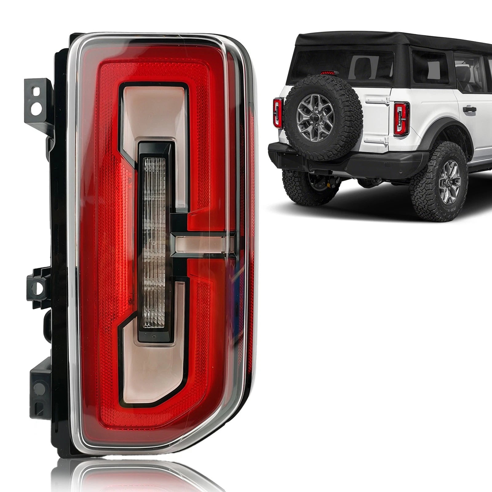 LED Tail Light for Ford Bronco (2021–2026) w/ Yellow Turn Signal Right