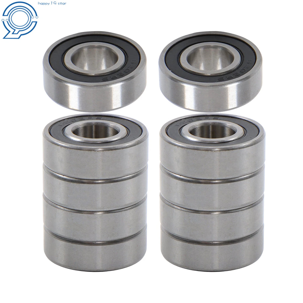 Set of 10 Ball Bearings 6202-2RS for Motors (15x35x11mm, Double Rubber Seal)