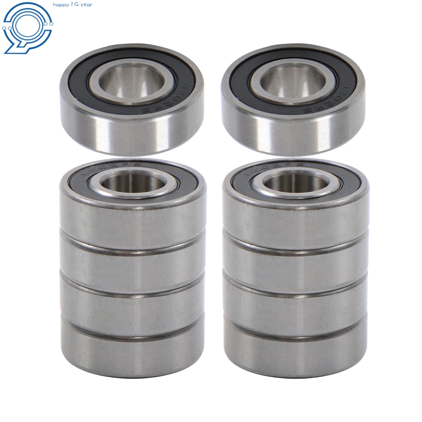Set of 10 Ball Bearings 6202-2RS for Motors (15x35x11mm, Double Rubber Seal)
