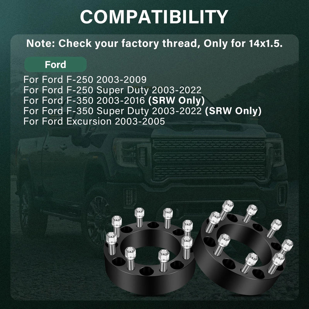 4X 8x170 2" Wheel Spacers 14x1.5 for Ford Lobo F-250 F-350 (1999–2018)