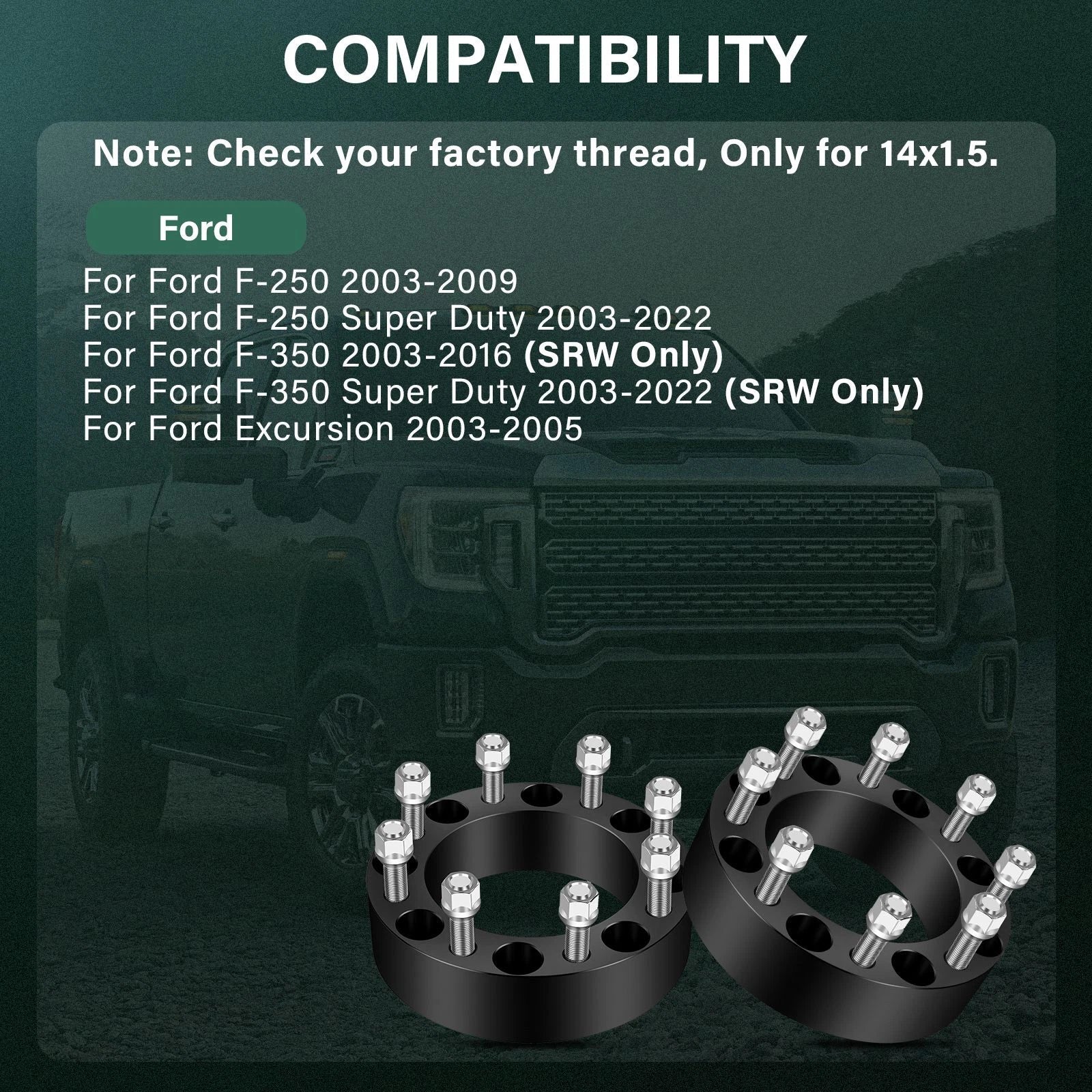 4X 8x170 2" Wheel Spacers 14x1.5 for Ford Lobo F-250 F-350 (1999–2018)
