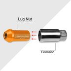20Pc M12X1.5 Orange JDM Closed End Aluminum Wheel Lug Nuts + Extension 25mmx50mm