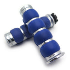 Chrome Blue Flat Top 7/8" 22mm Hand Grips for Kawasaki Mean Streak (2000–2004)