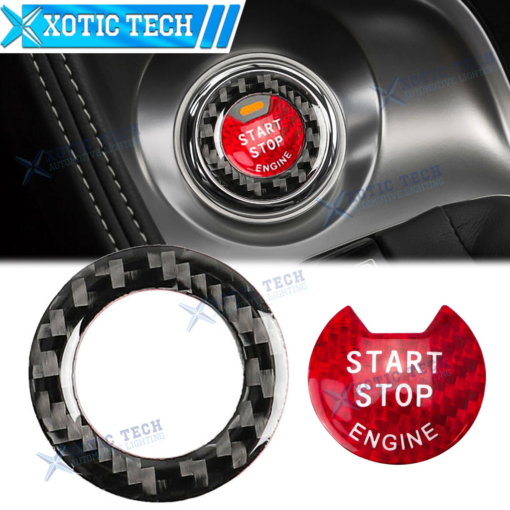 Carbon Fiber Engine Start Stop Button & Ring Covers for Infiniti Q50 Q60 (2015–2023)