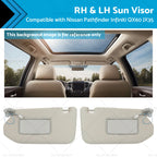 Set of 2 Grey Sun Visors with Mirror for Nissan Pathfinder Infiniti QX60 (2013–2020)