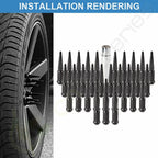 32 Pcs Black Spike Lug Nuts 14x1.5mm for Chevrolet Ford GMC (Fits All)