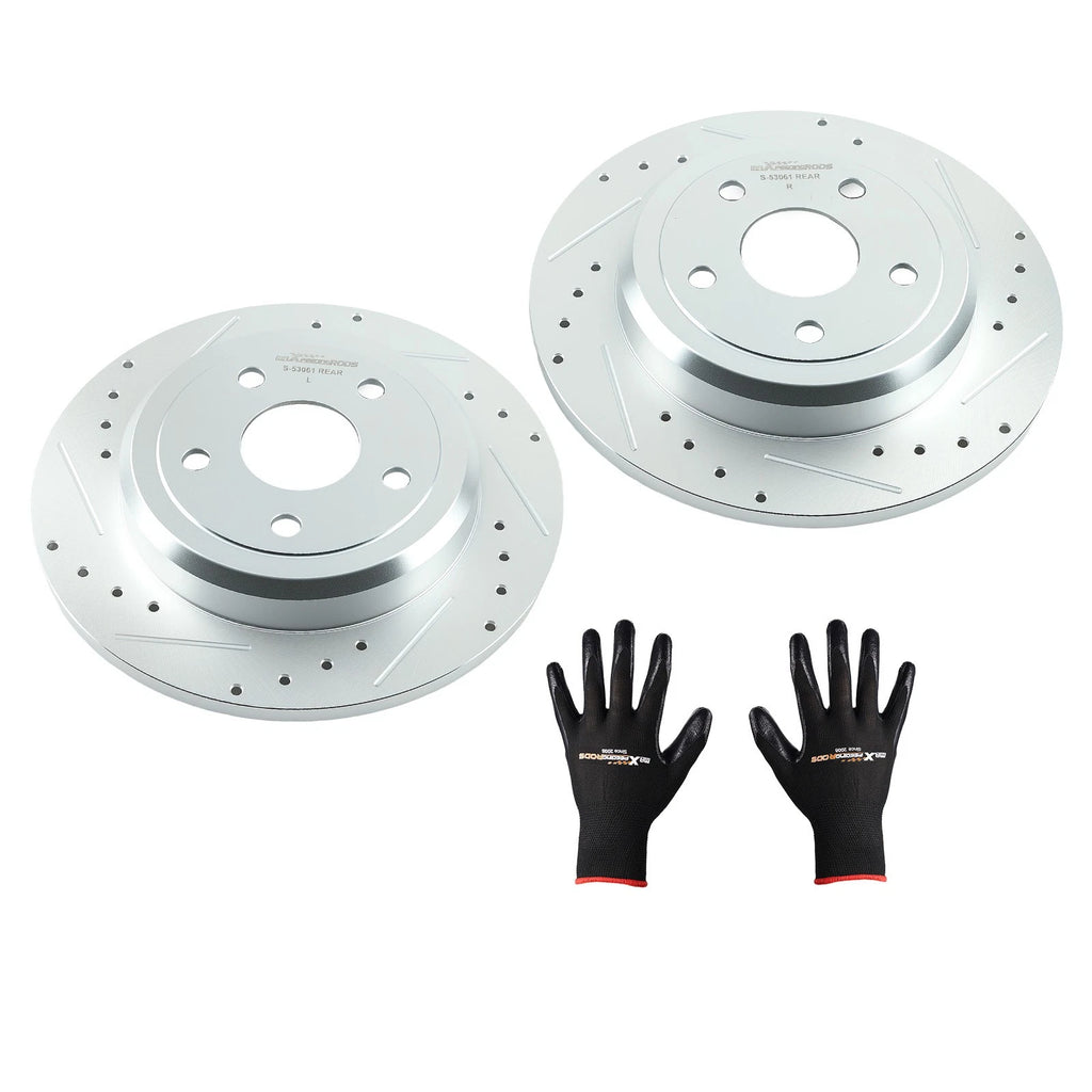 Set of 2 Drilled & Slotted Brake Rotors Rear for Jeep Grand Cherokee (2011–2020) S-53061