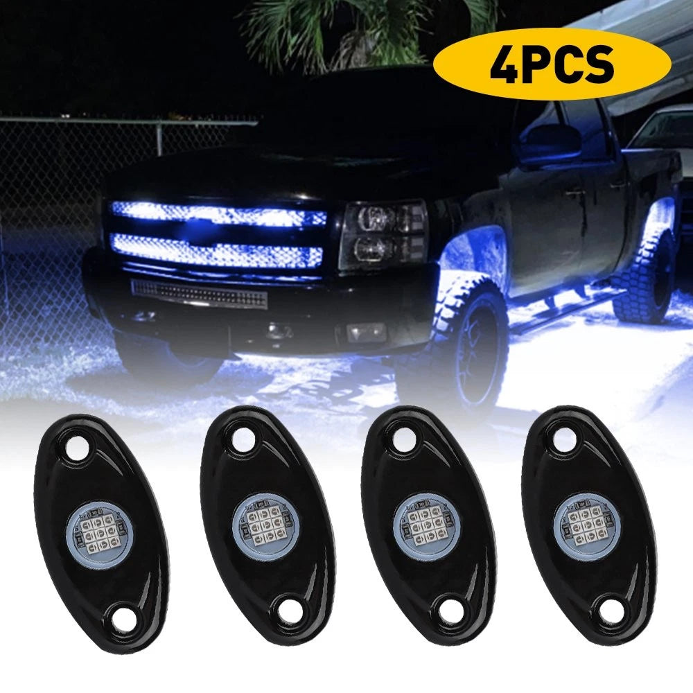 9-LED Underbody Underglow Rock Lights for Jeep (Off-road, Truck, UTV, ATV)