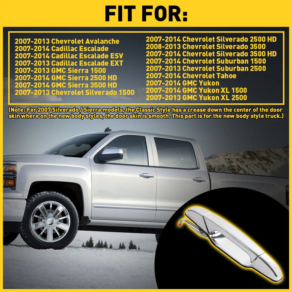 Exterior Door Handle for Chevrolet Silverado 1500 Tahoe (2007-2013) Chrome