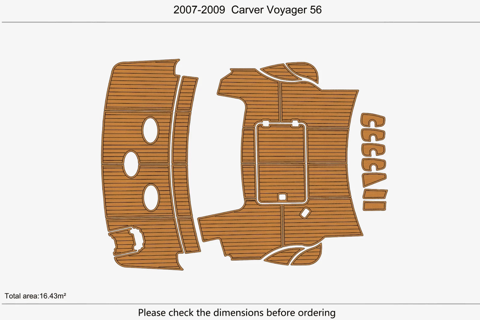 EVA Pads for Carver 56 Voyager (2008) - Foam Teak Deck Floor