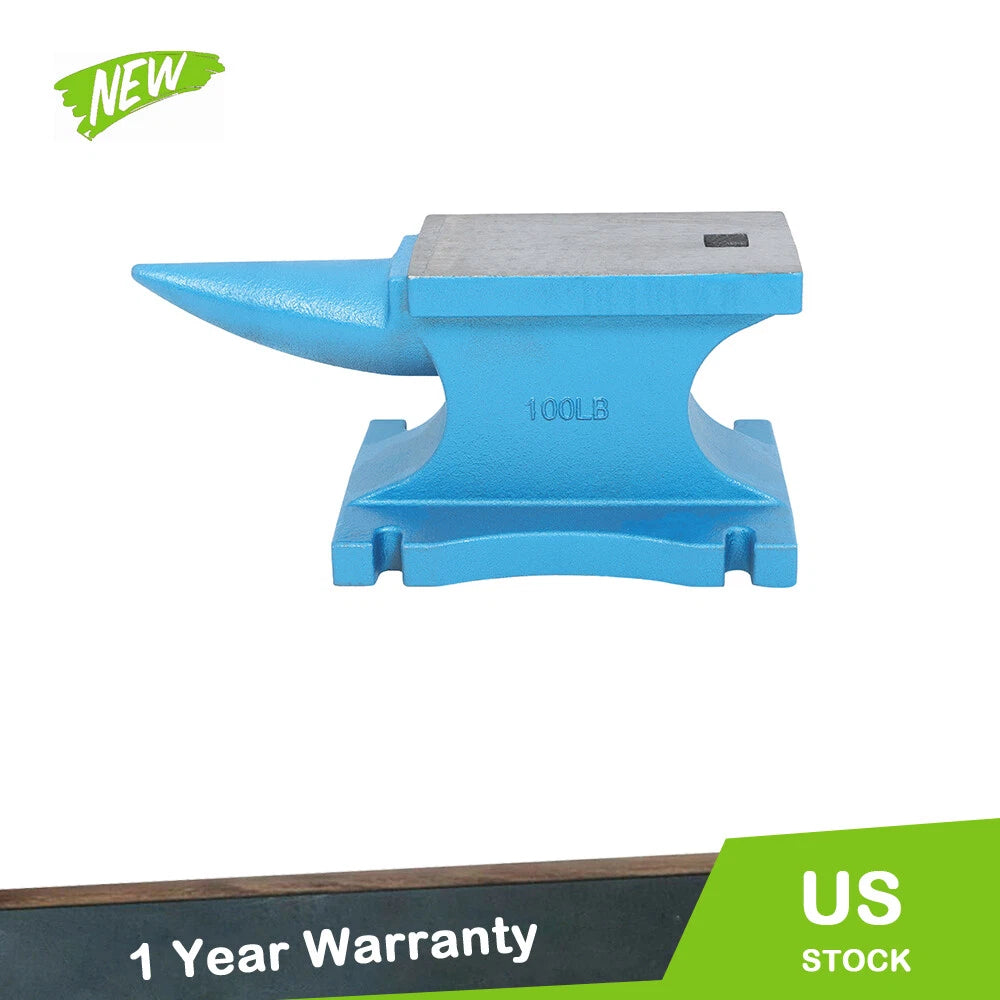 Single Horn Anvil for Blacksmithing (99 lbs, Cast-Iron, Heat Treated)