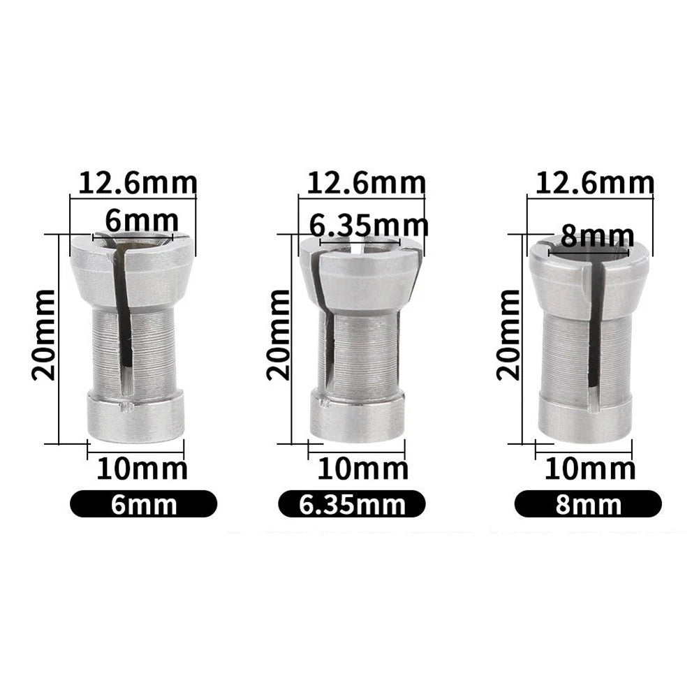 3X Router Bit Collet Chuck for Router and Engraving Machines (6, 6, 35, 8mm)