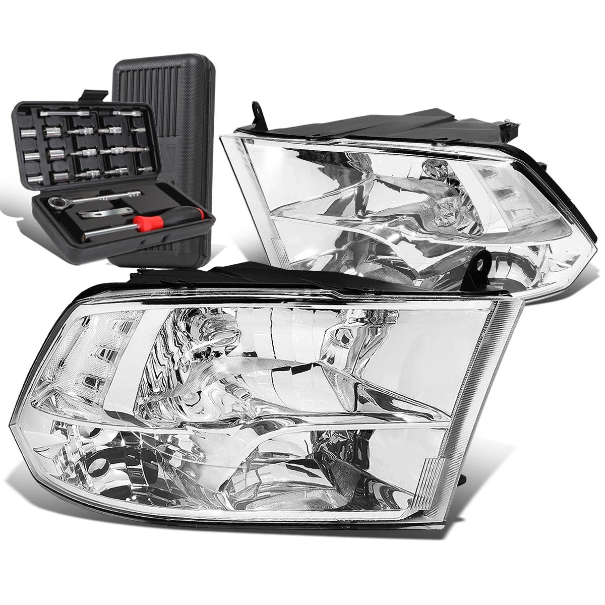 Chrome/Clear Side Headlights for Dodge Ram Pickup (2009–2018)