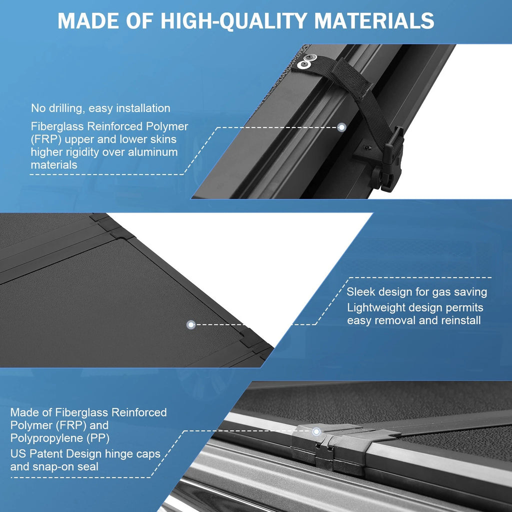 6.5FT Hard Tri-Fold Tonneau Cover for Silverado Sierra (2014-2019)