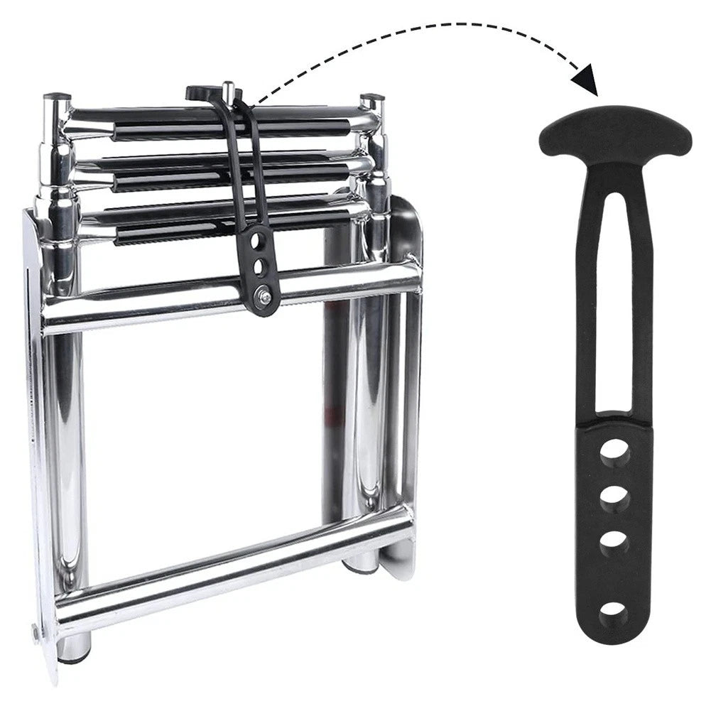 Rubber Strap for Telescoping Ladder - 7 Inch, 4 Hole, Black