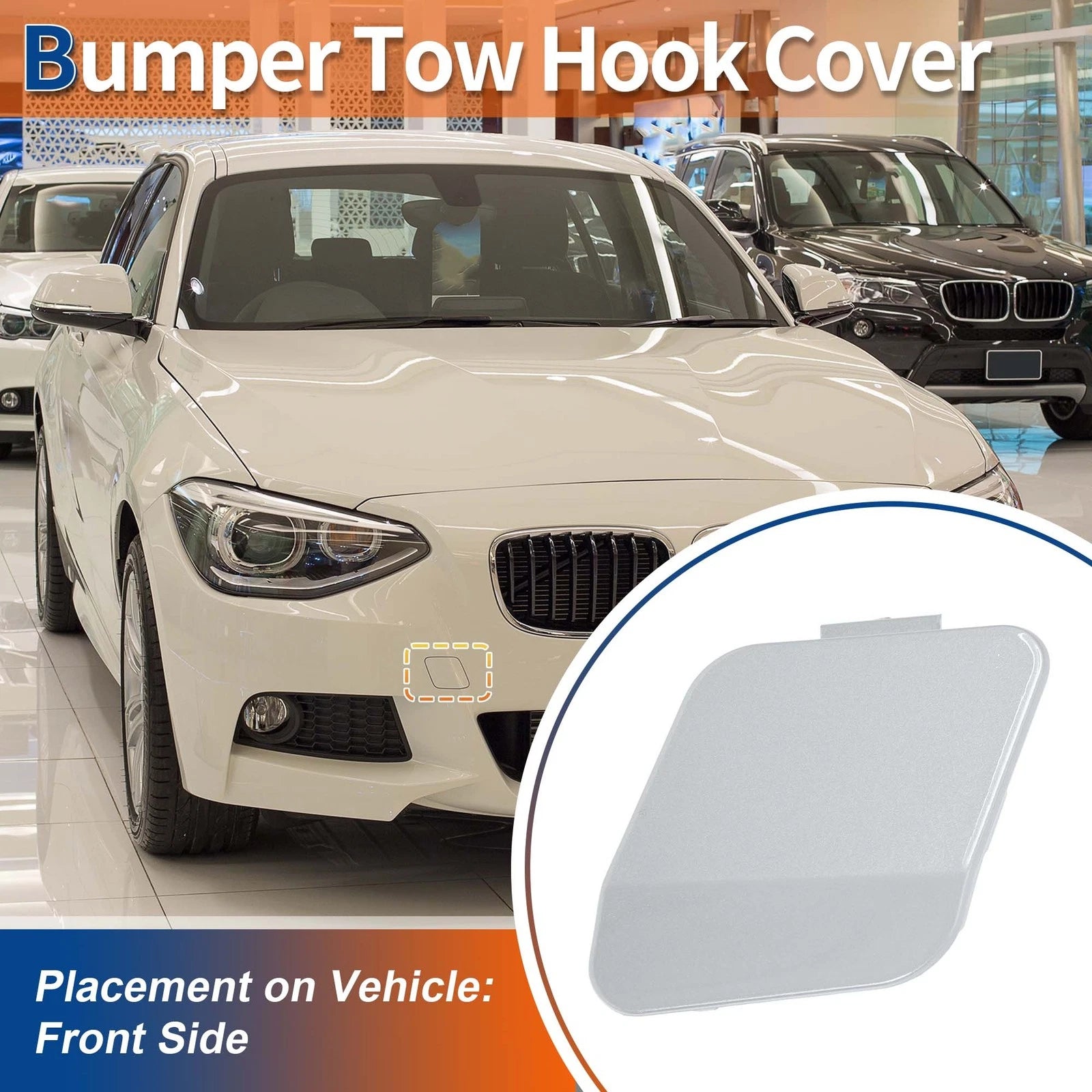 Tow Hook Cover for BMW 114i (2012–2014) No. 51118053828 Ice Silver