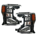 Halogen Headlights Pair for Ford F-250 Super Duty (2020–2022) Black Bezel