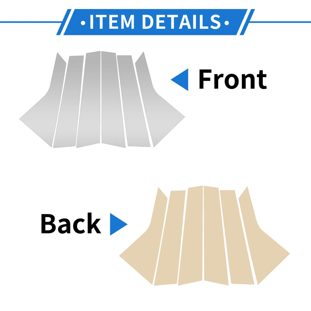 6 Pcs Door Pillar Window Trim for Hyundai Elantra (2021–2023) Silver Tone