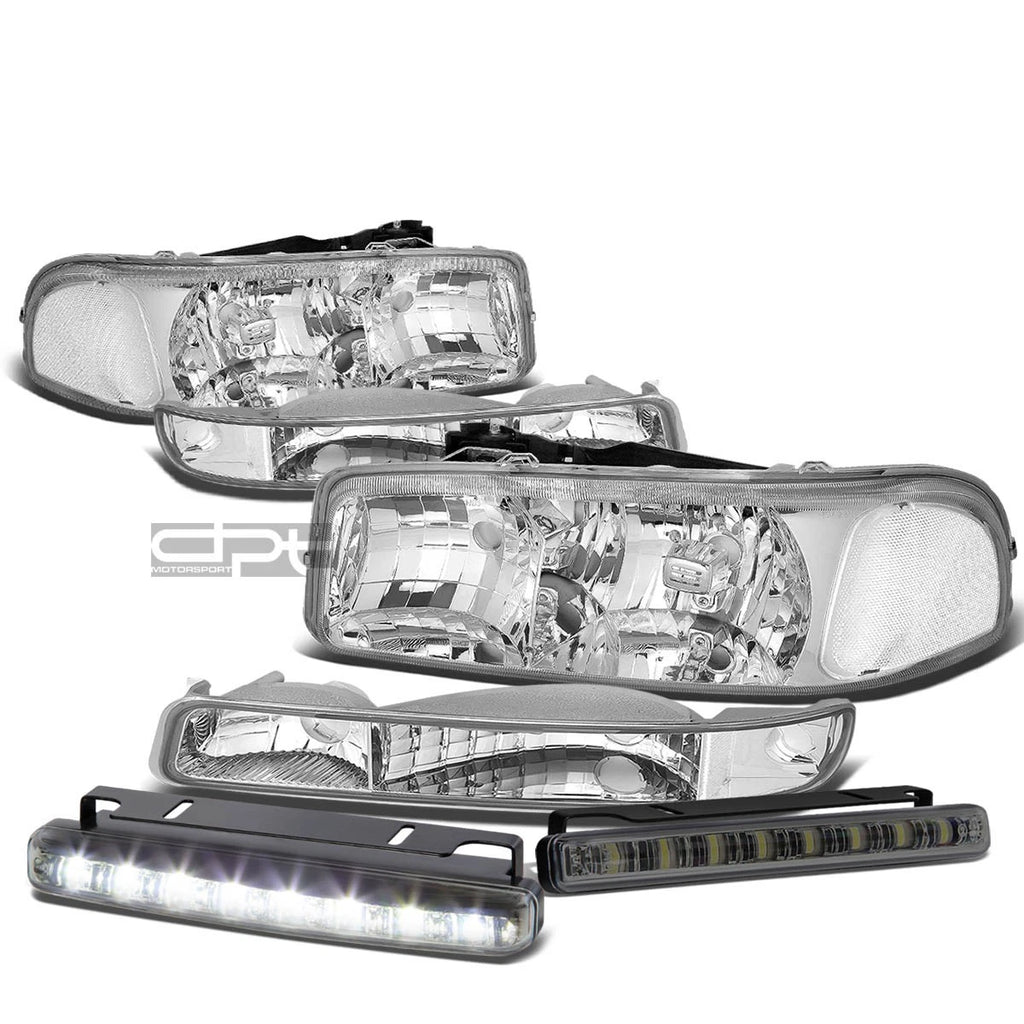 Chrome Head & Bumper Clear Corner Smoked LED Fog Light Kit for Sierra Yukon (1999–2006)