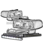 Chrome Head & Bumper Clear Corner Smoked LED Fog Light Kit for Sierra Yukon (1999–2006)