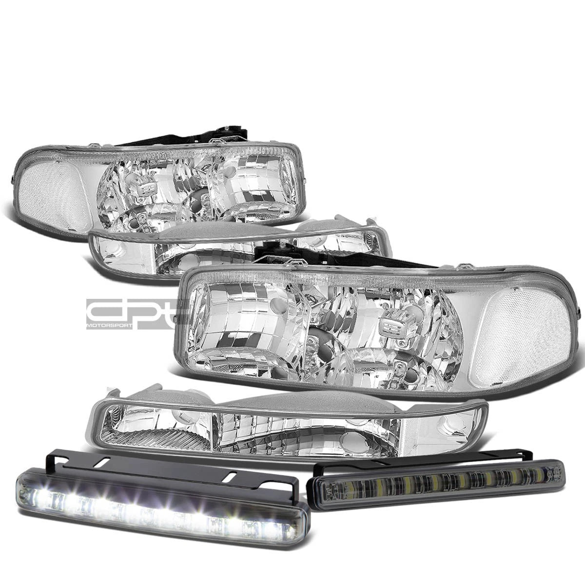 Chrome Head & Bumper Clear Corner Smoked LED Fog Light Kit for Sierra Yukon (1999–2006)