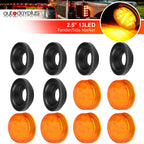 Set of 6 Amber LED Round Side Marker Lights for Trucks (2.5 Inch)