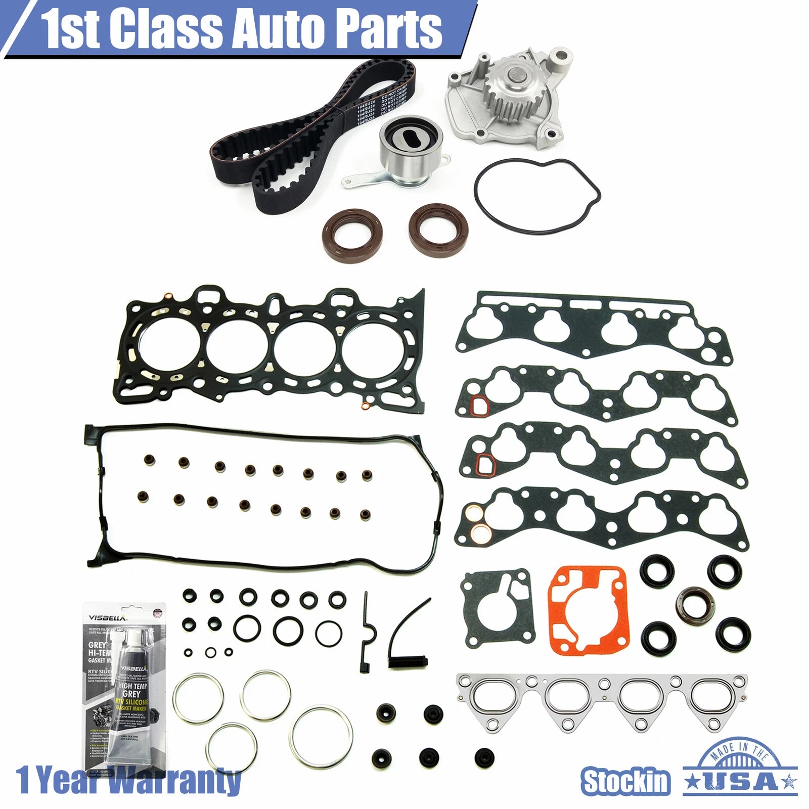Head Gasket Set with Timing Belt Kit & Water Pump for Honda Civic (1996–2000)