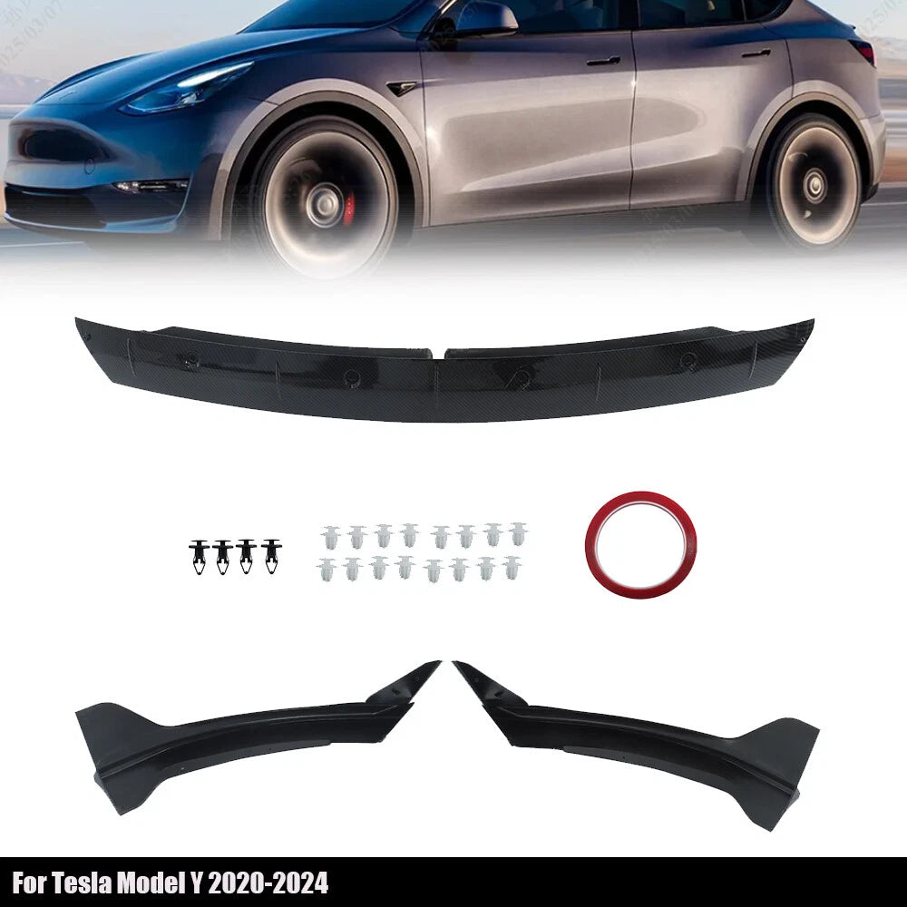 Carbon Style ABS Front Bumper Lip Spoiler for Tesla Model Y (2020-2024)