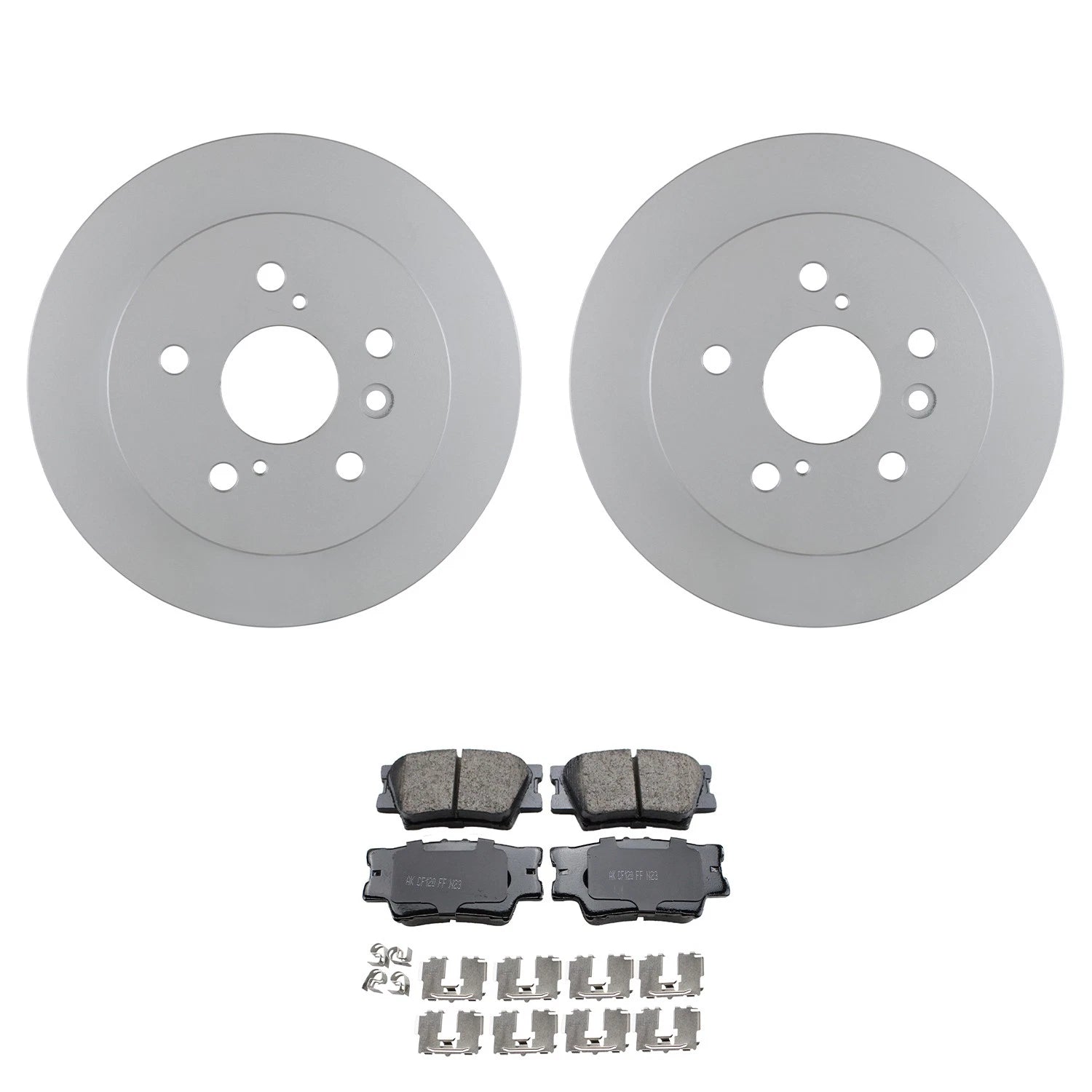 Set of 2 Bosch QuietCast Rear Rotors & Akebono ProACT Pads for Avalon Camry