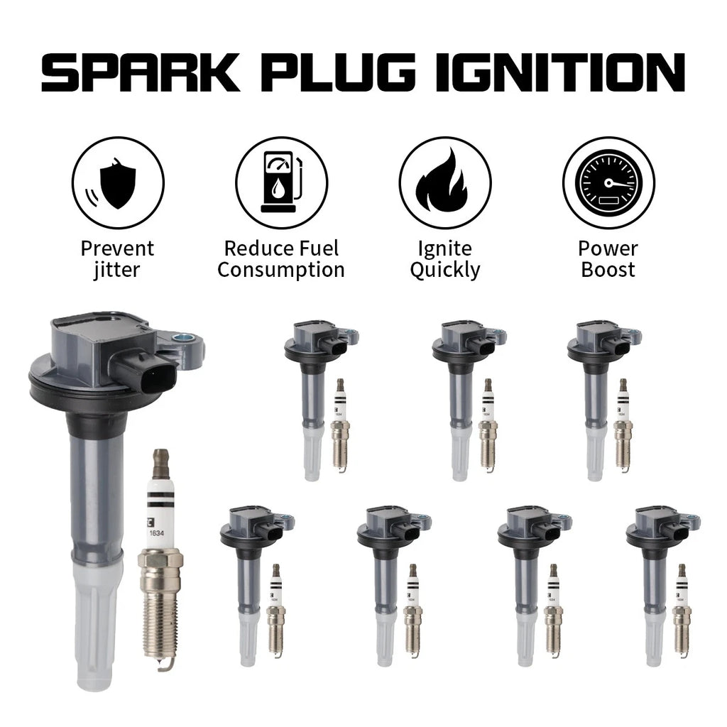 8X Ignition Coils + 8X Spark Plugs for Ford Mustang (2011–2015) UF622