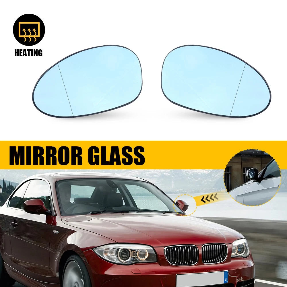 Set of 2 Blue Heated Side Mirror Glass for BMW 325i 328i 335i 128i 135i M3 (E46 E90)