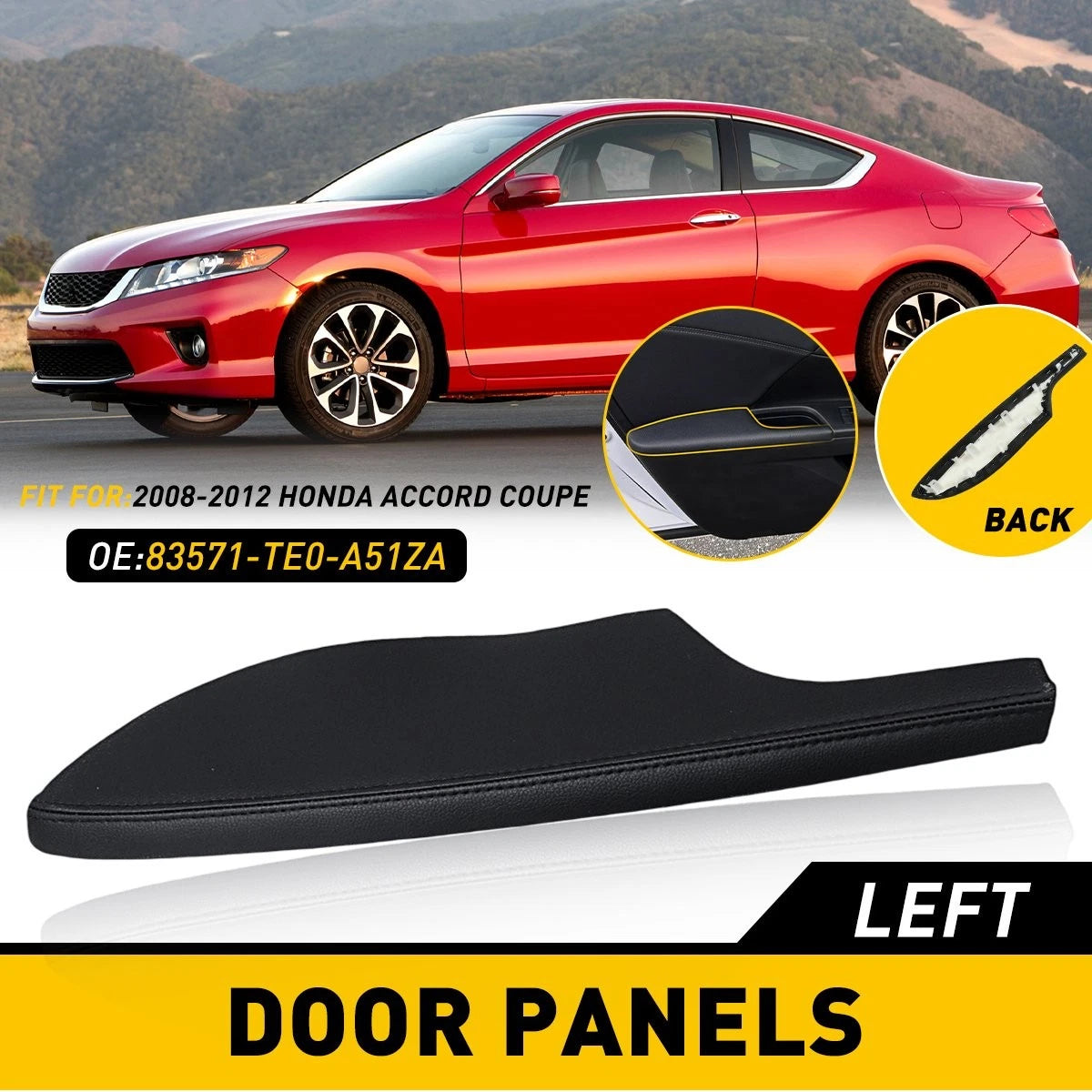 Front Left Door Panel Armrest Cover for Honda Accord (2008–2012)
