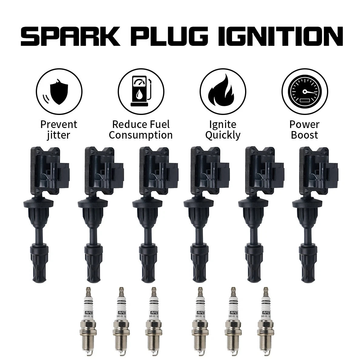 6X Ignition Coils + Spark Plugs for INFINITI J30 (1993–1997) UF132