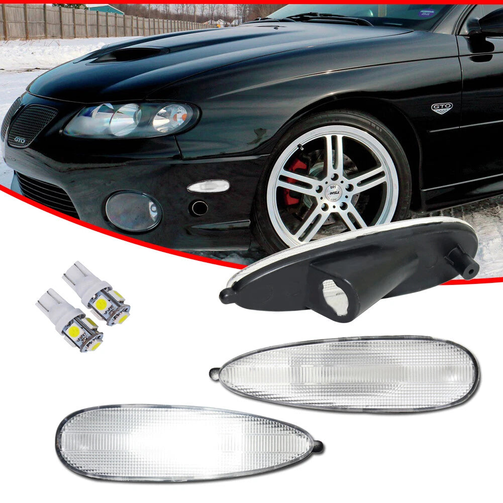 Clear White LED Front Bumper Side Marker Lights for Pontiac GTO (2004–2006)