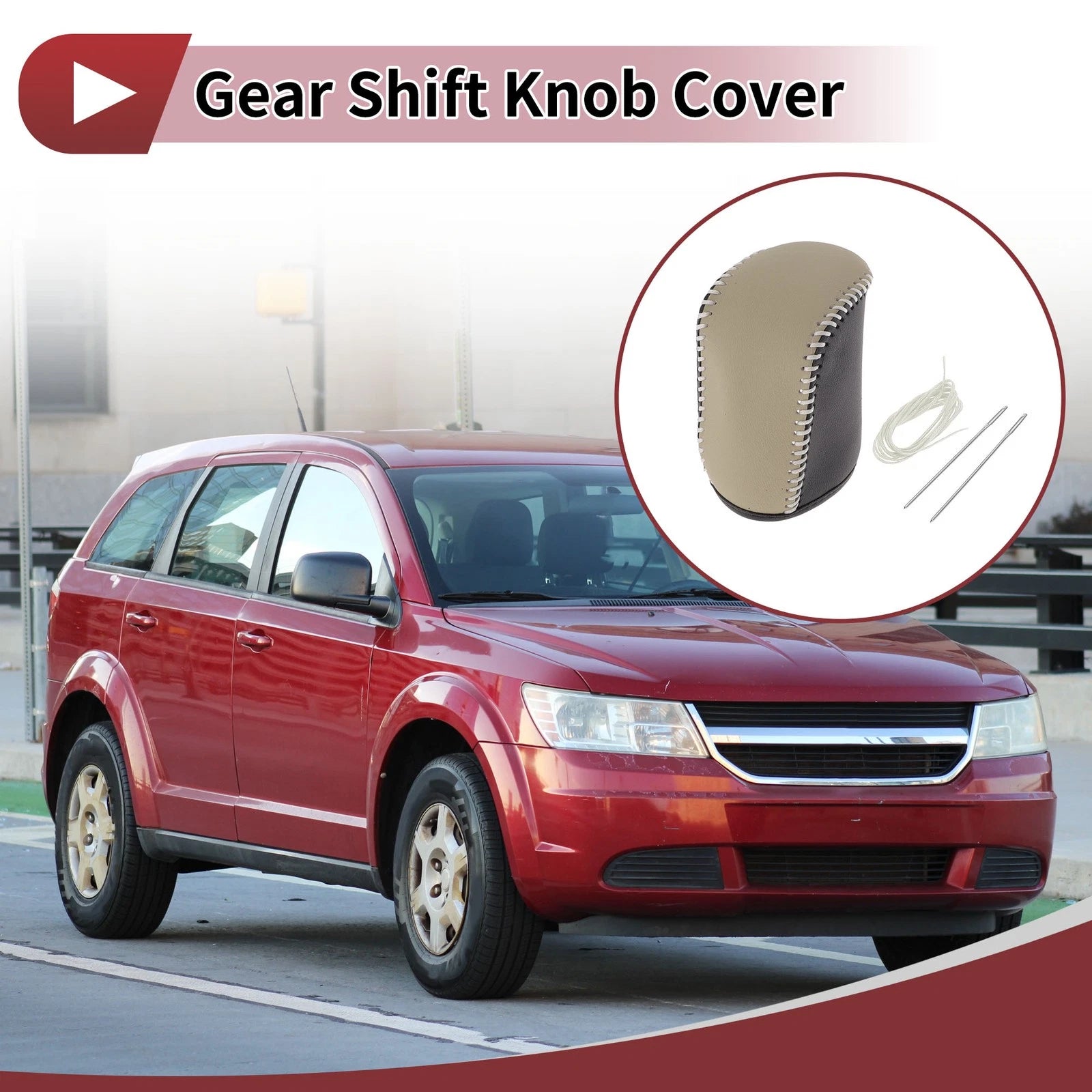 1Pc Gear Shift Knob Cover for Dodge Journey (2011–2020) Black Beige