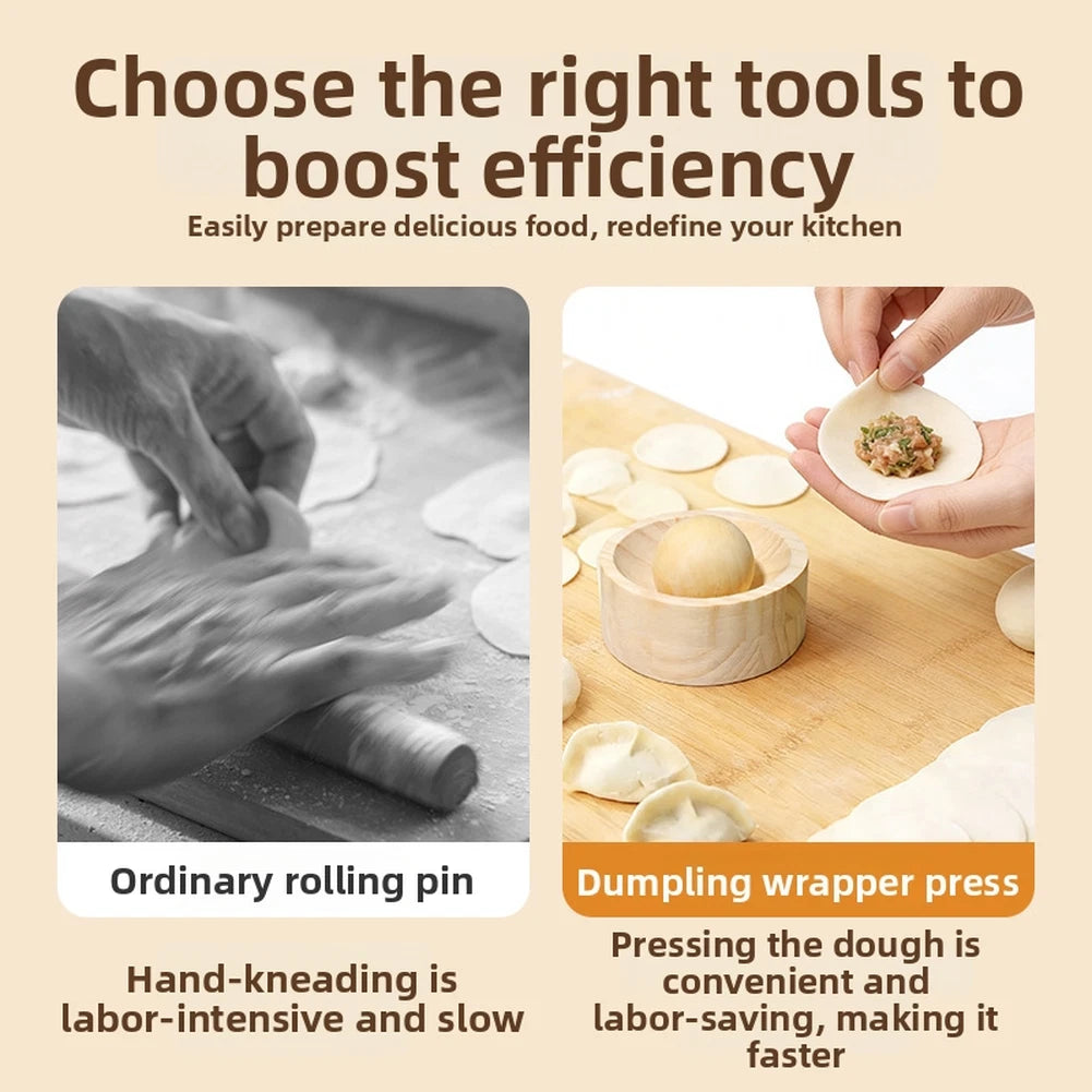 Hand Operated Wooden Dough Press for Rice Cake and Dumpling
