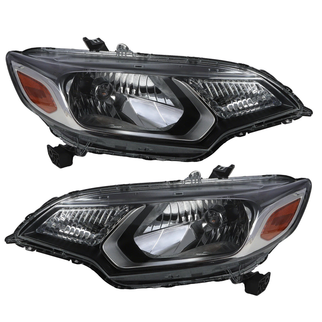 Set of 2 Front Headlights for Honda Fit (2015–2017) Left + Right Clear Lens