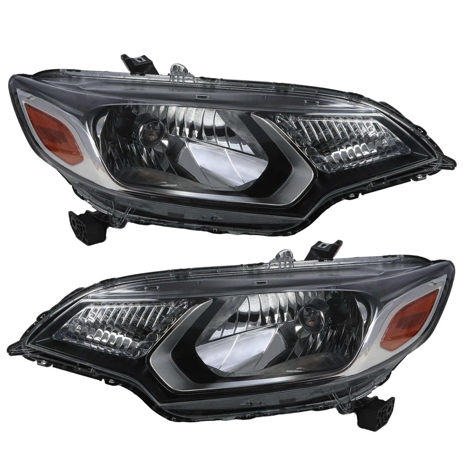 Set of 2 Front Headlights for Honda Fit (2015–2017) Left + Right Clear Lens