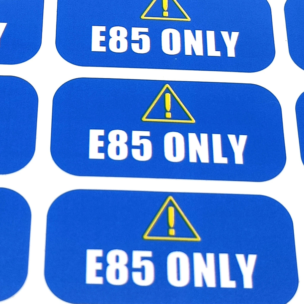 E85 Sticker for Gas Cap on Fleet Vehicles (Weather Resistant)