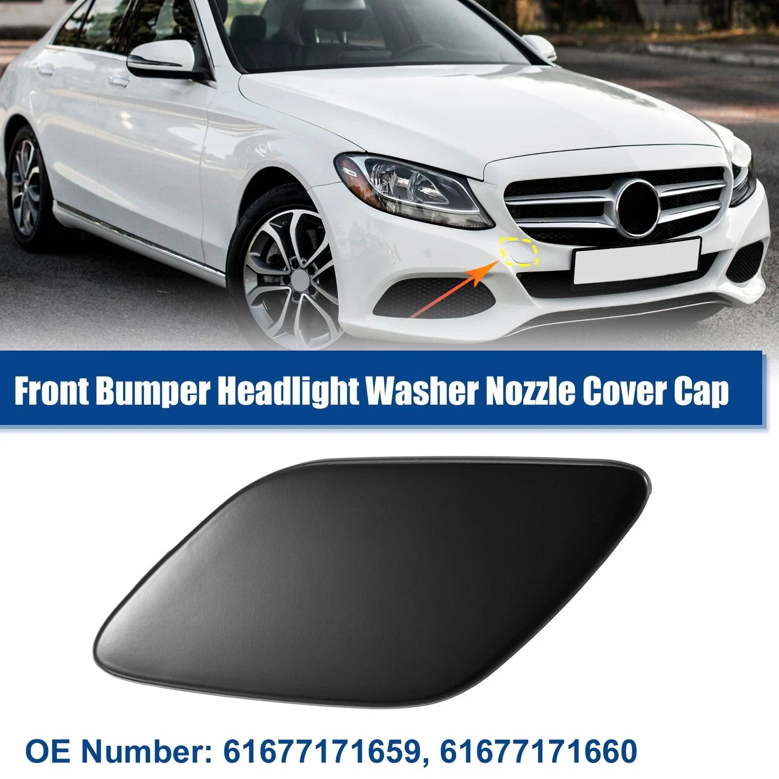 Front Left Bumper Headlight Washer Nozzle Cover Cap for BMW 328i Black
