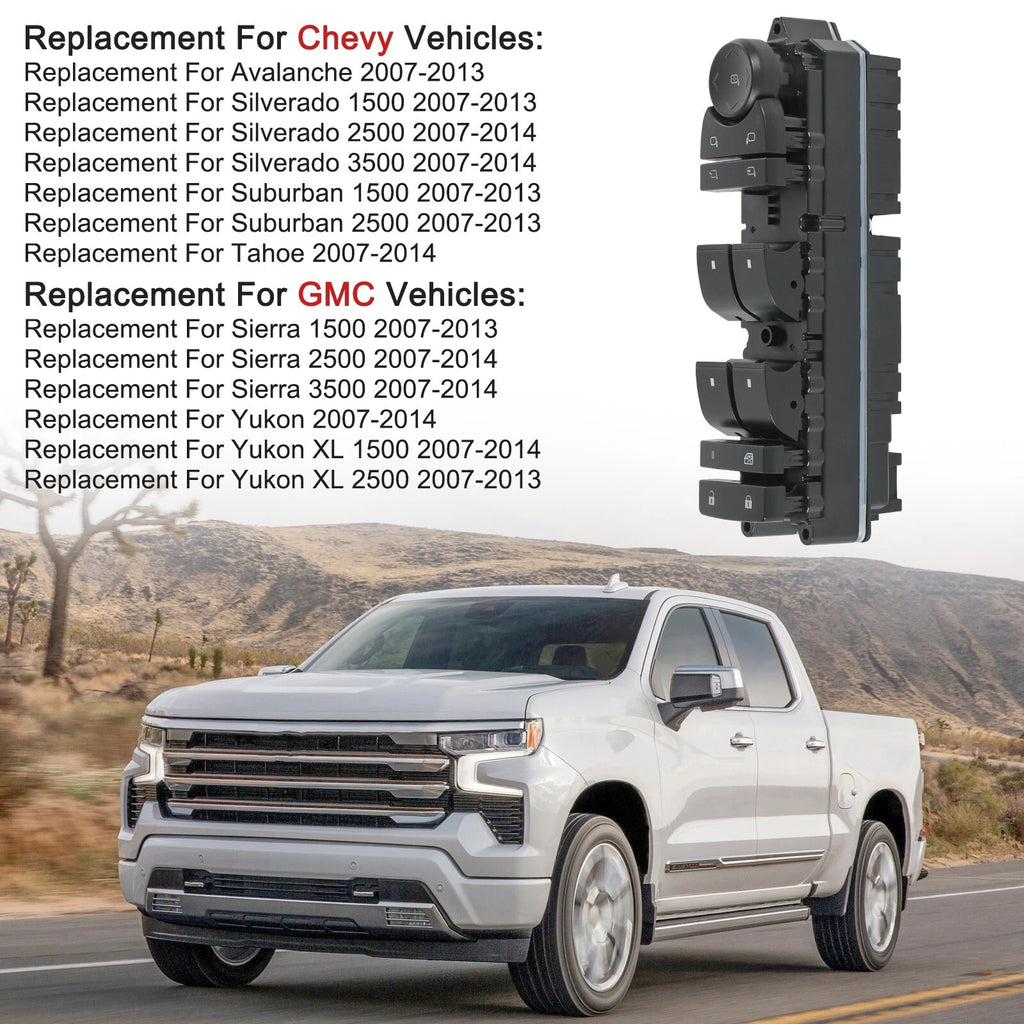 Door Window Switch Panel for Chevrolet GMC Cadillac (2007-2014) Left Driver