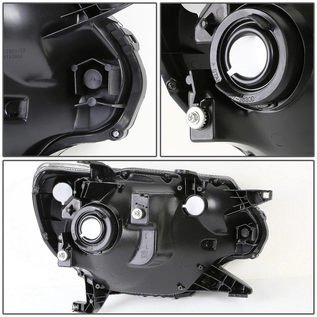 Pair of Black Amber Signal Headlight Lamps for Toyota Tacoma (2012–2015)