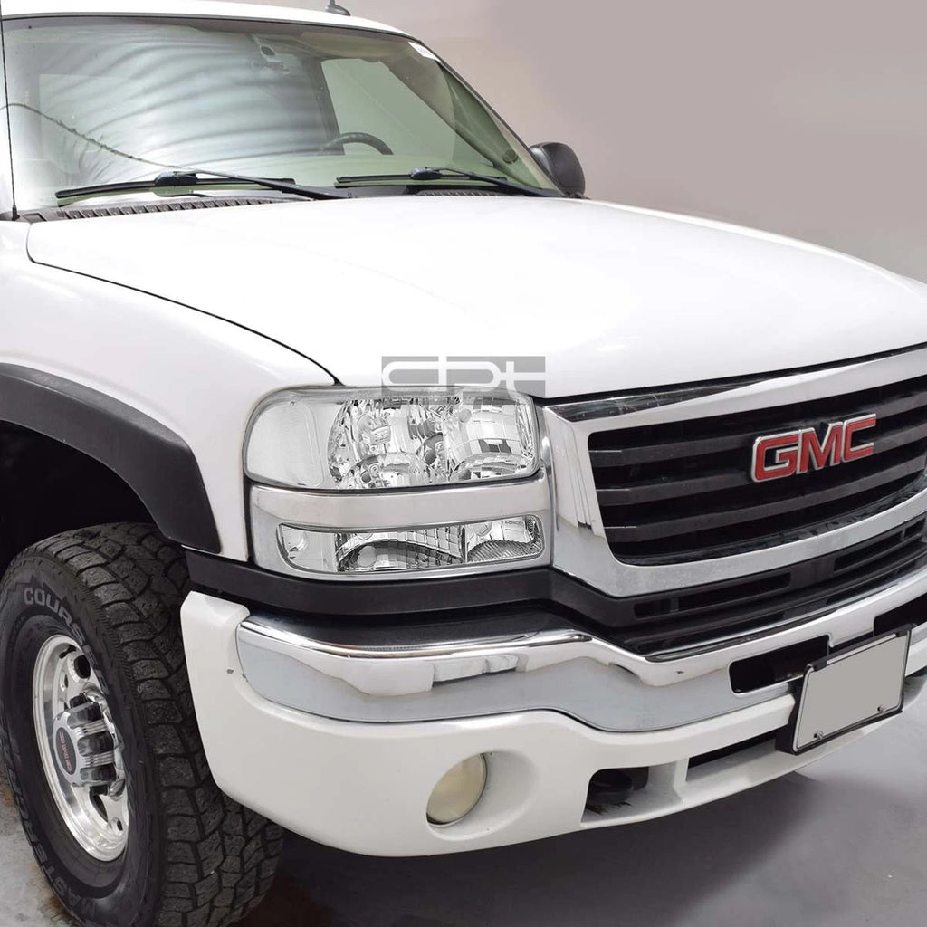 Chrome Clear Signal Headlights + Bumper Lamps for GMC Sierra (1999–2007)
