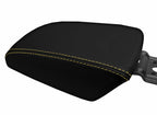 Leather Console Lid Armrest Cover for Ford Focus (2012–2018) Black Yellow Stitch
