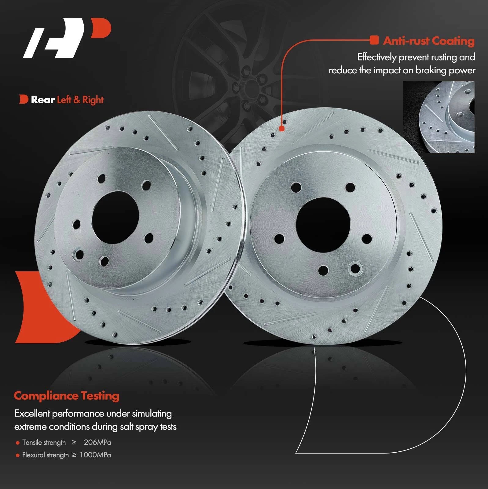 Drilled Brake Rotors for Nissan Maxima, 370Z, INFINITI QX50 (2016–2023)