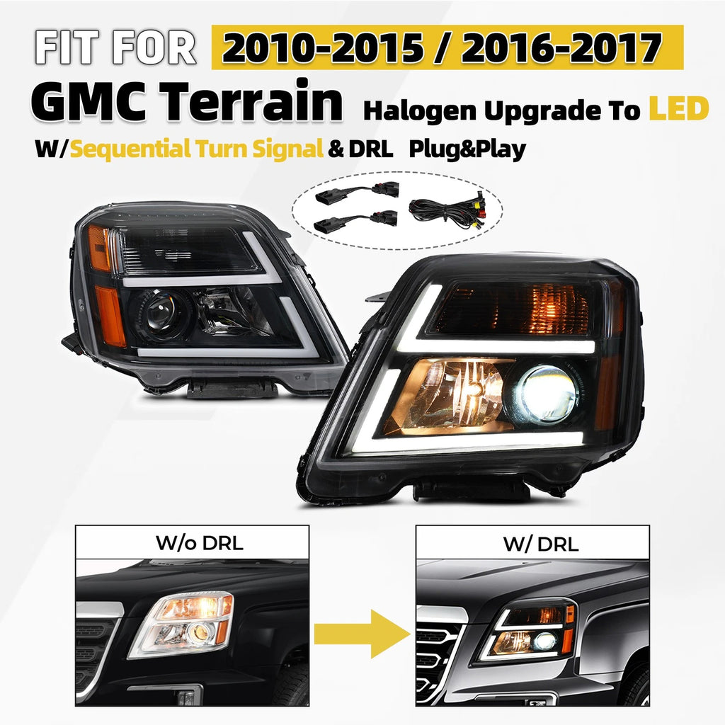 Full LED Headlights Conversion for GMC Terrain (2010–2017) W/ Harness
